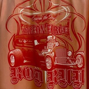 Pigeon Forge Rod Run Graphic Men's Shirt - Orange/Peach